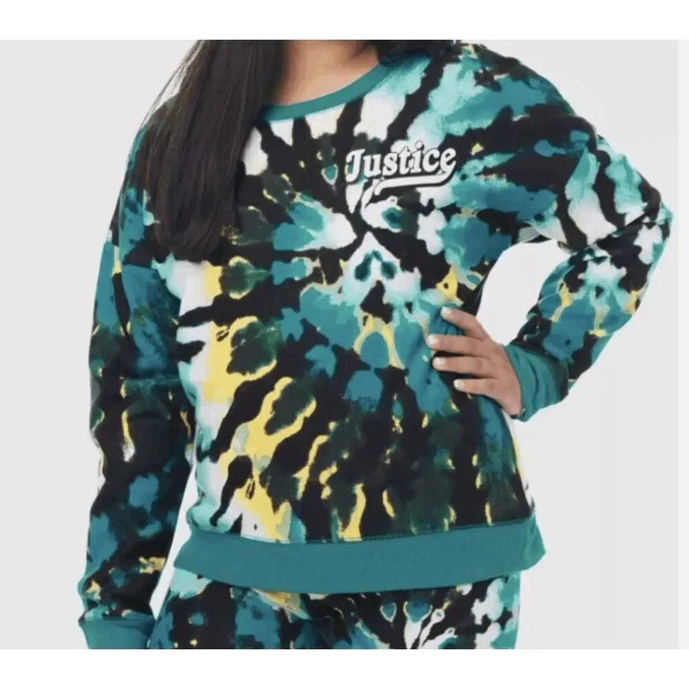 Justice sweatshirt girls size L (12-14) tie dye